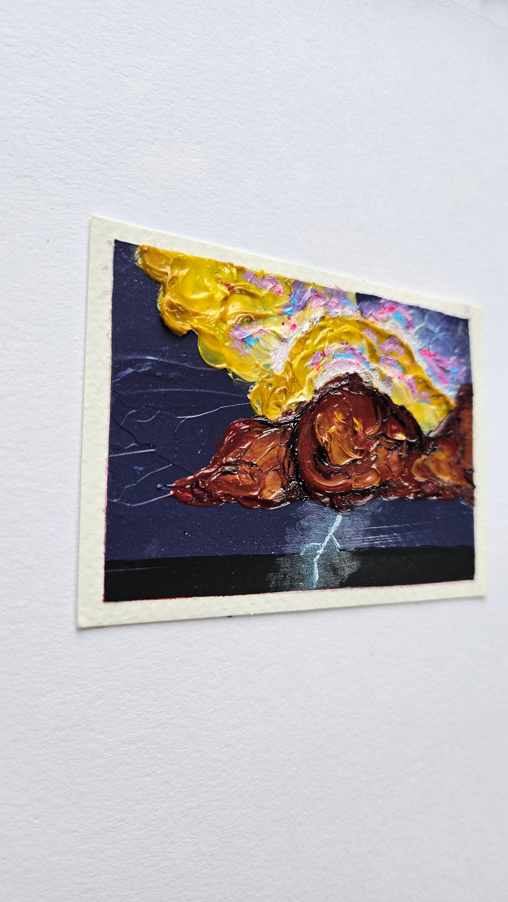 Mini painting of a thunderhead with lightning