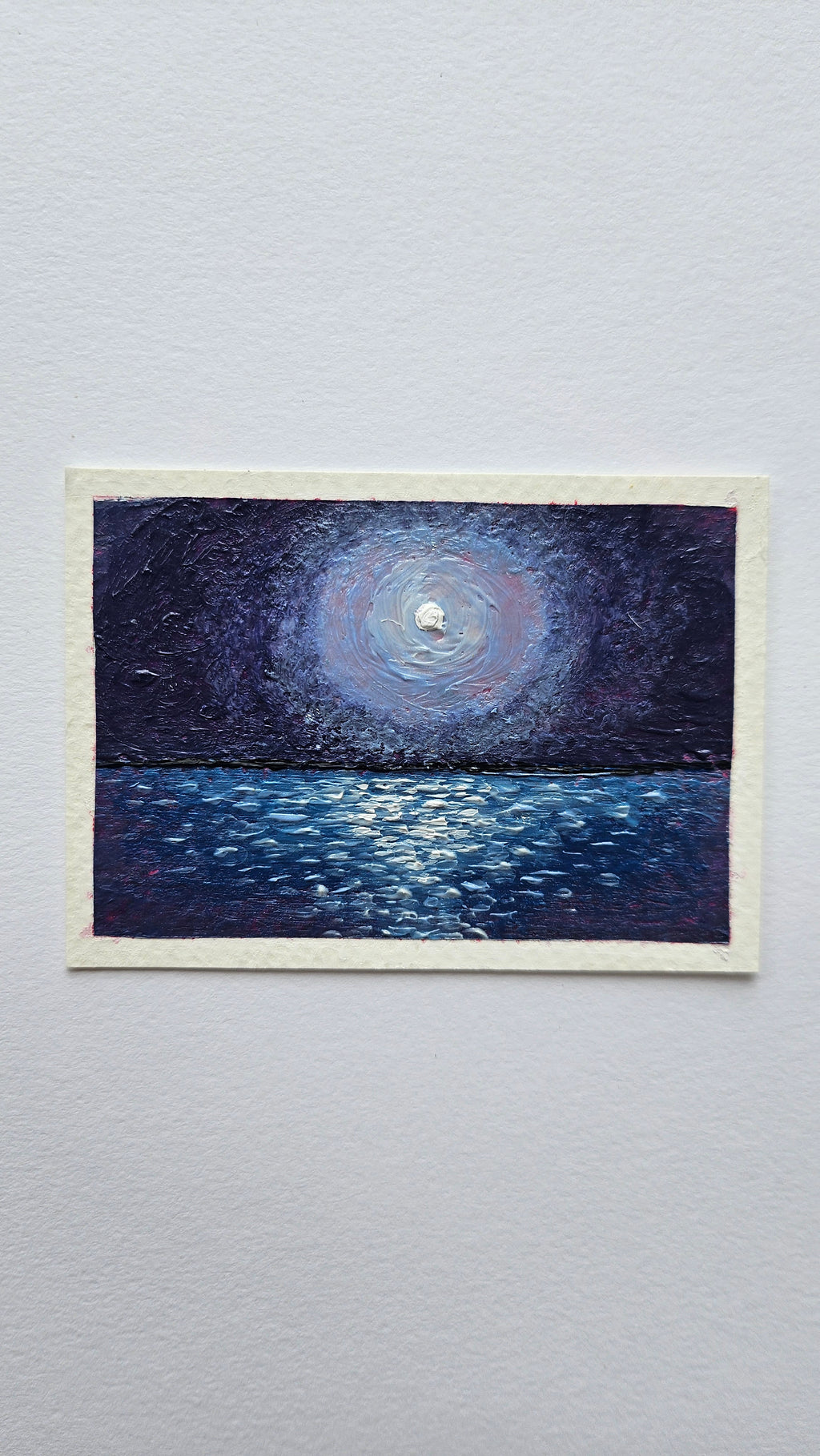 Mini painting of the moon and sea
