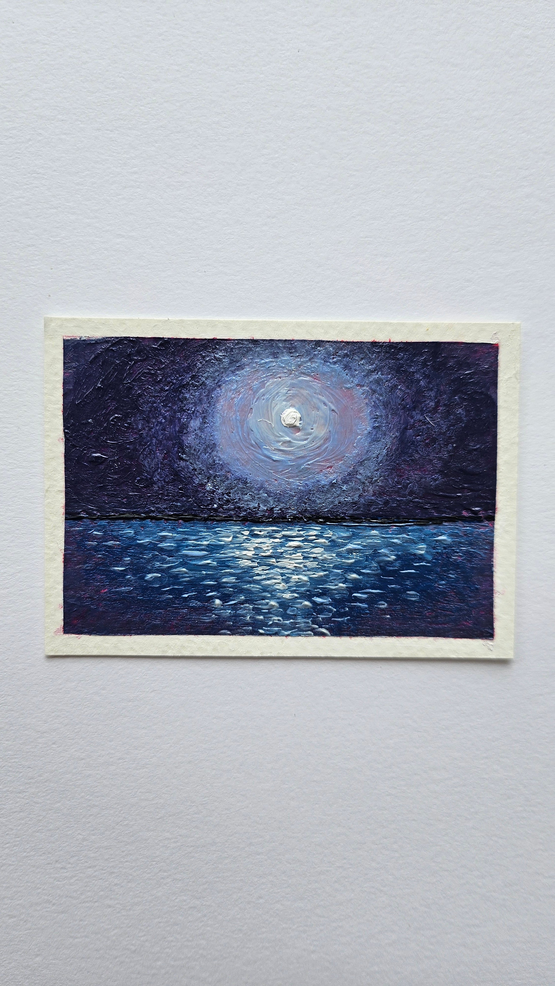Mini painting of the moon and sea