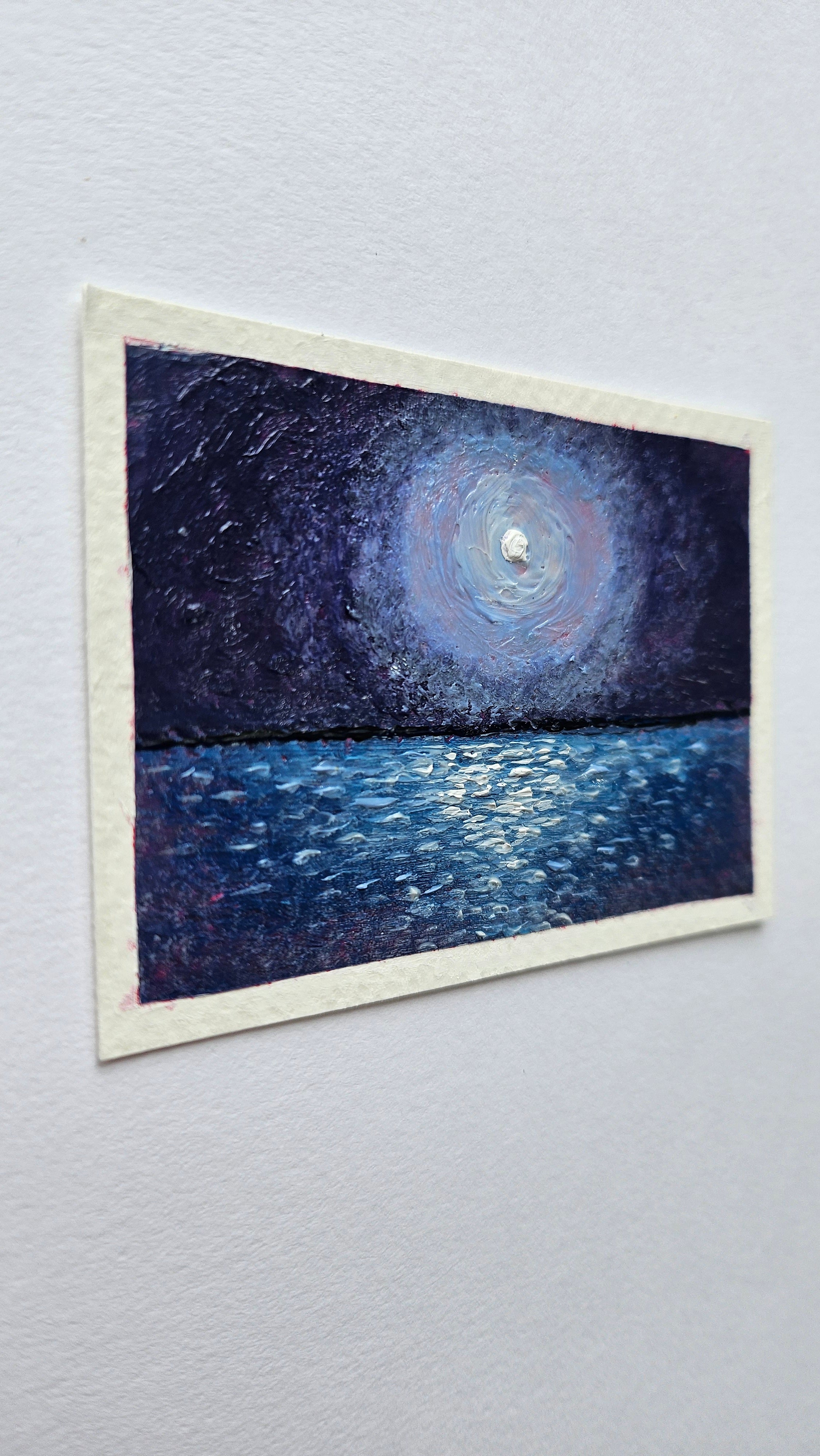 Mini painting of the moon and sea