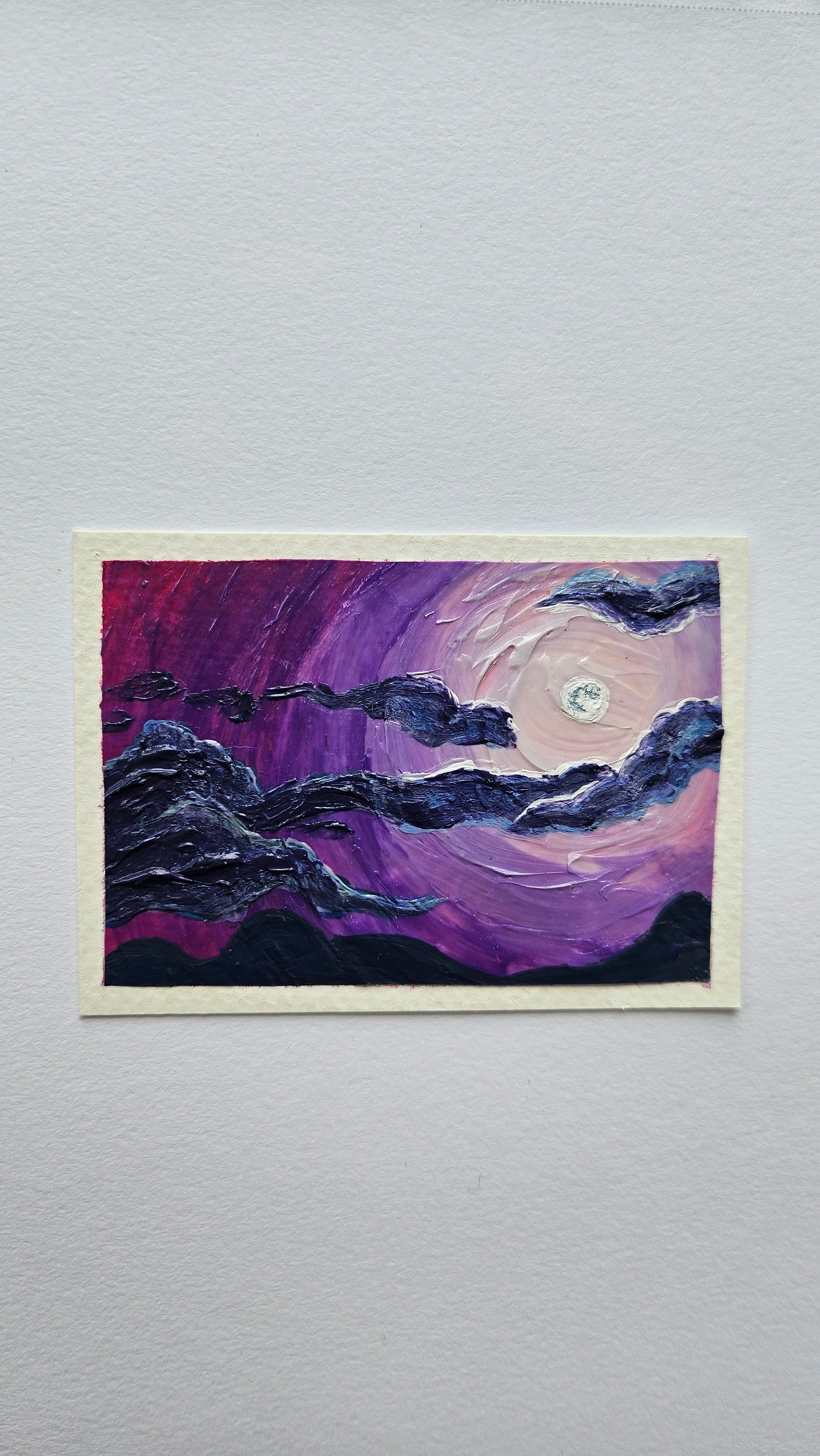 Mini painting of moonlit clouds