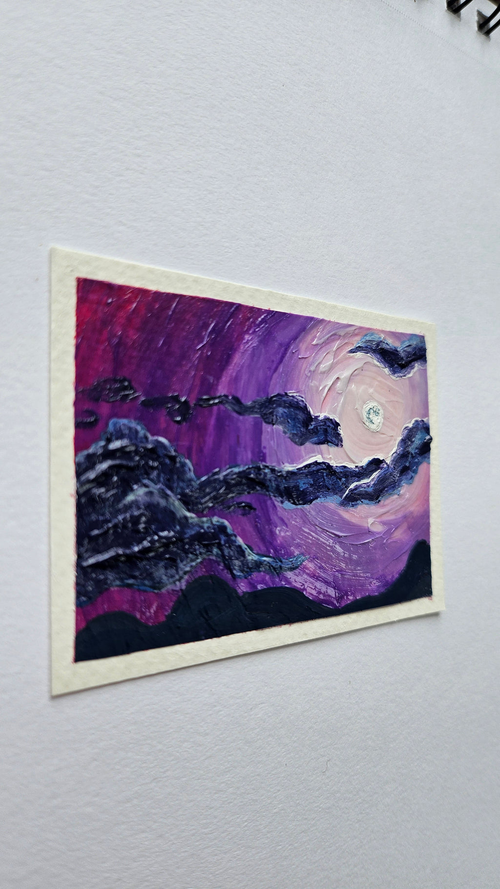 Mini painting of moonlit clouds