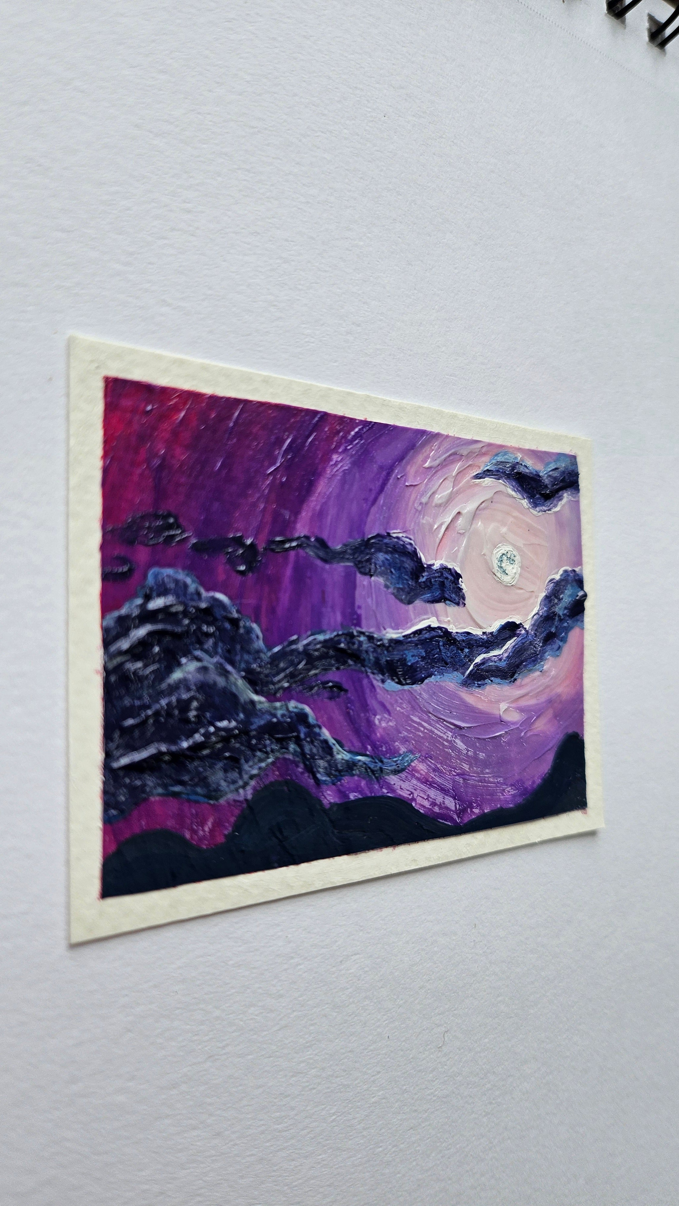 Mini painting of moonlit clouds