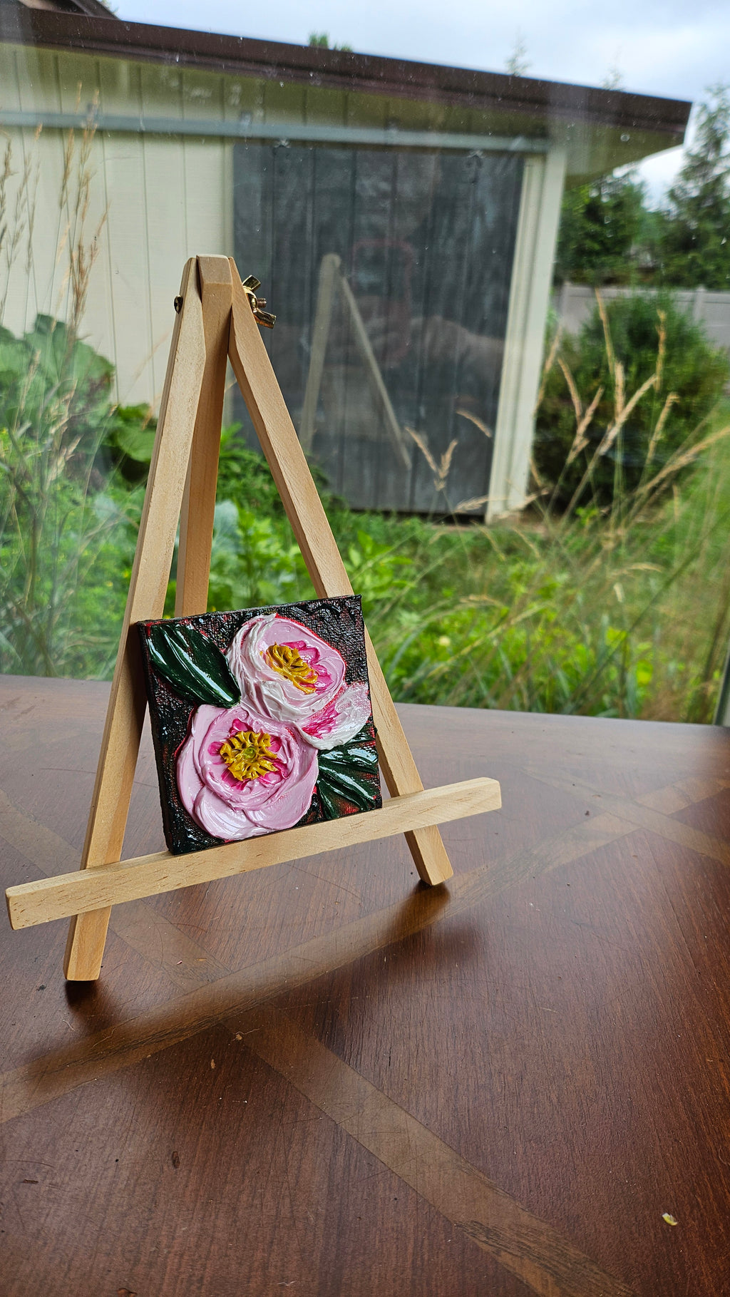 Mini painting of two pink peonies
