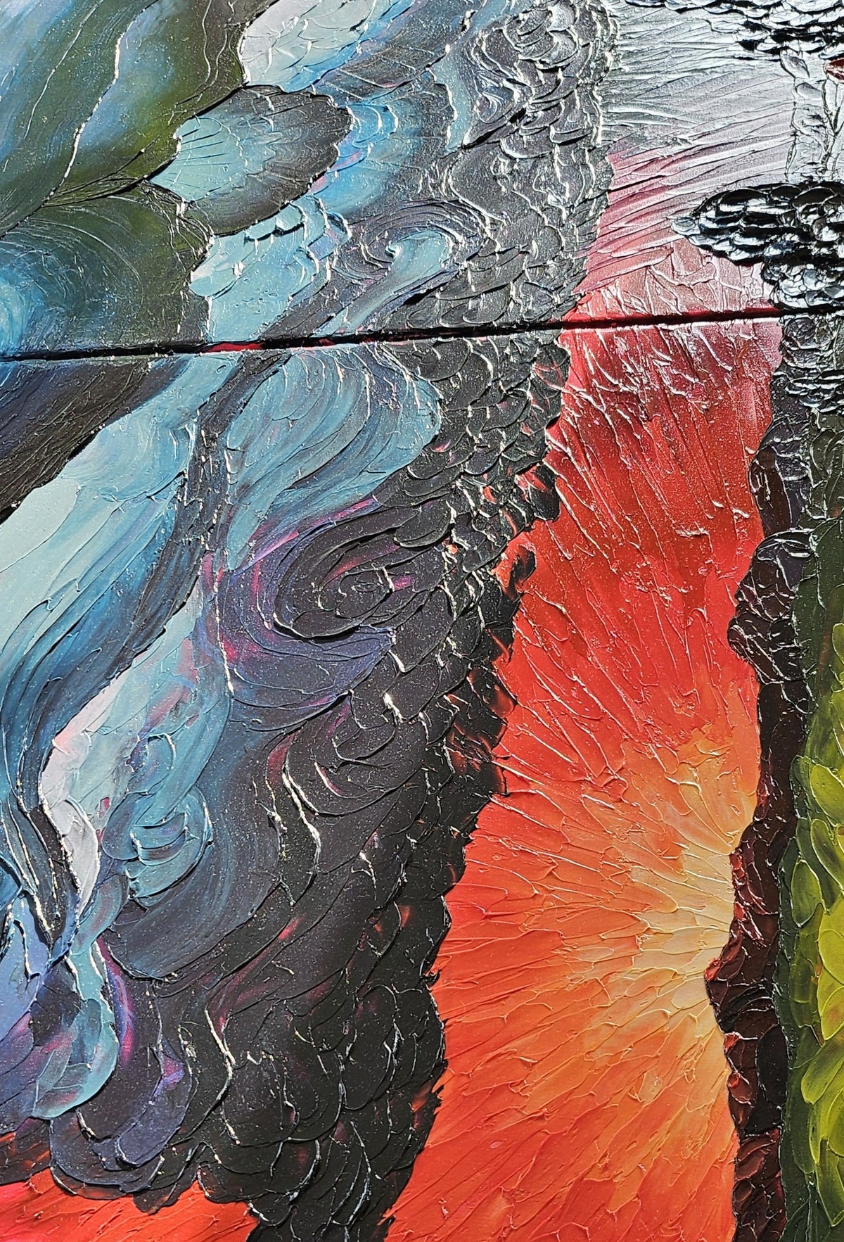 Painting of a field of sunflowers during a thunderstorm
