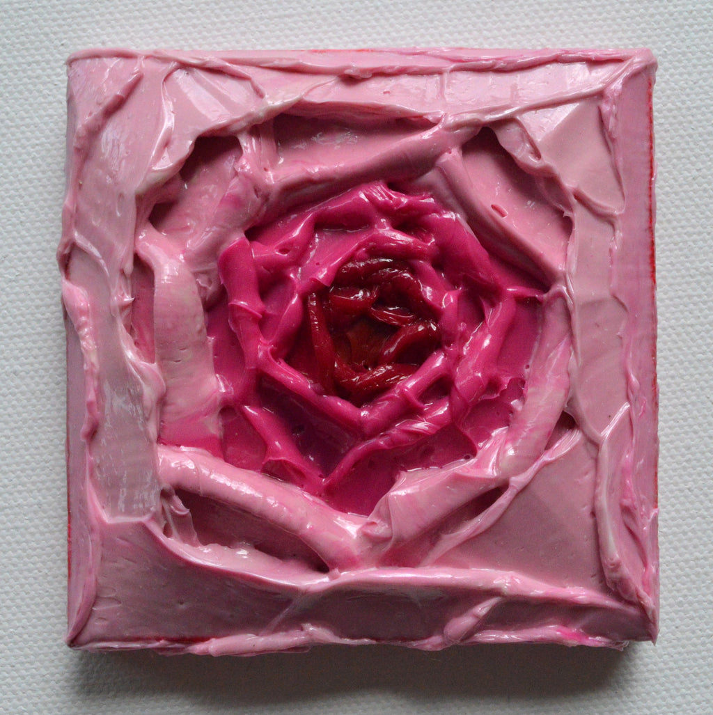 Mini painting of a pink peony close up