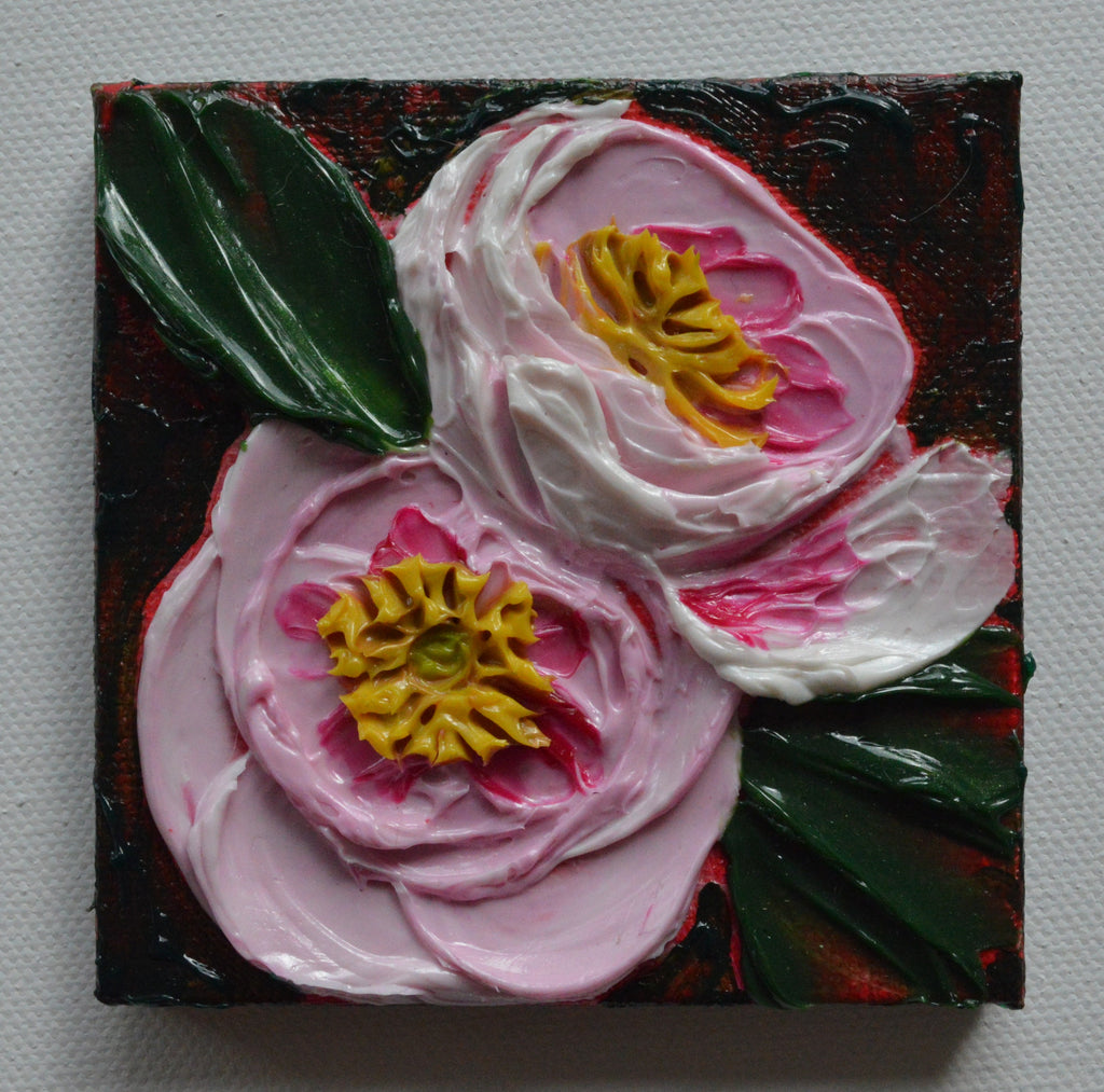 Mini painting of two pink peonies