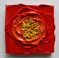 Mini painting of a red peony close up