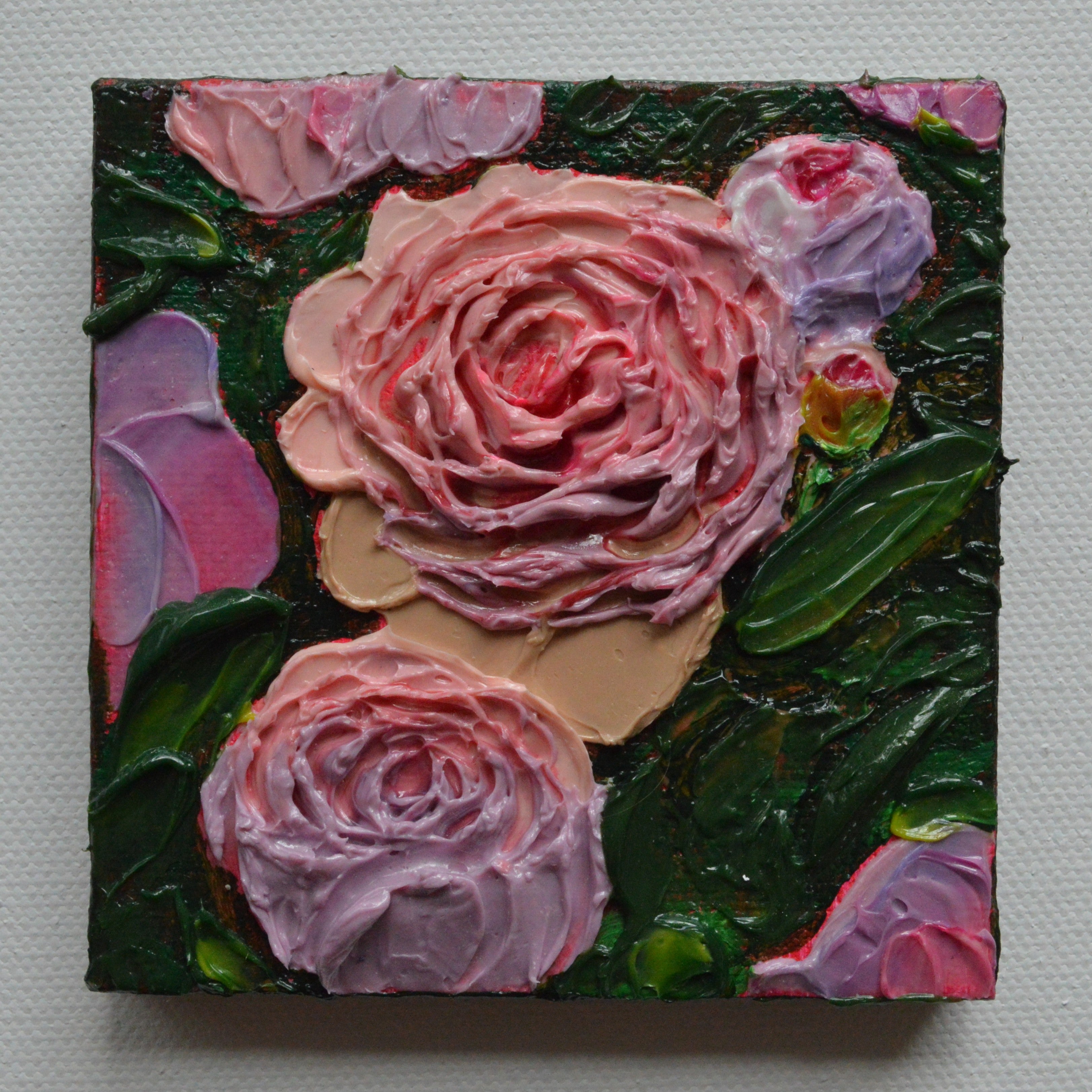 Mini painting of pink peonies